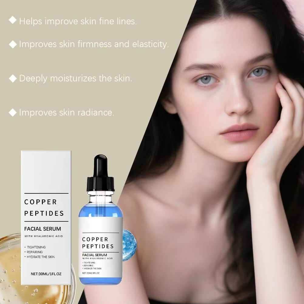 30Ml Copper Peptides Hyaluronic Acid Serum Moisturizing Hydrating Essence Tightening Repairing, Radiant Lustrous Facial Skincare
