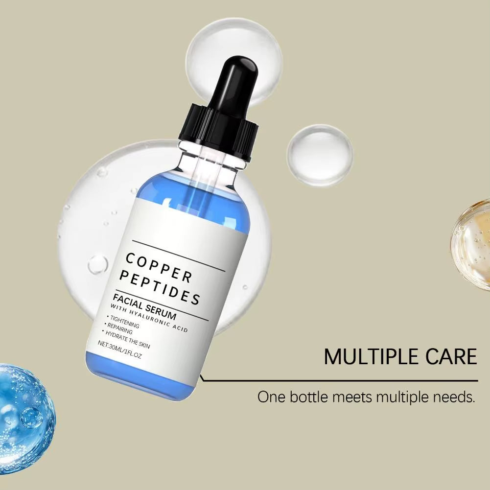 30Ml Copper Peptides Hyaluronic Acid Serum Moisturizing Hydrating Essence Tightening Repairing, Radiant Lustrous Facial Skincare
